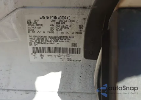 2017 Ford Edge Titanium z USA, uszkodzony, nr VIN 2FMPK4K99HBB60721